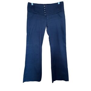 Alvin Valley Black Pleated Button Waist Flared Pants Dress Trousers EU36/4